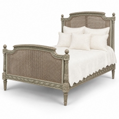 19th Century French Louis XVI Painted Cane Bed by Hopilliart & Leroy of Paris