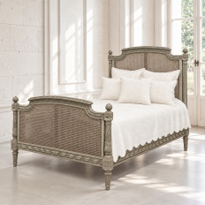 19th Century French Louis XVI Painted Cane Bed by Hopilliart & Leroy of Paris