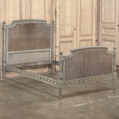 19th Century French Louis XVI Painted Cane Bed by Hopilliart & Leroy of Paris