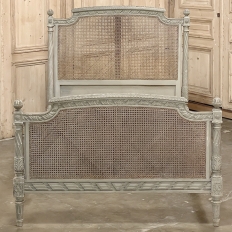 19th Century French Louis XVI Painted Cane Bed by Hopilliart & Leroy of Paris