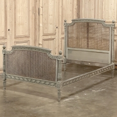 19th Century French Louis XVI Painted Cane Bed by Hopilliart & Leroy of Paris