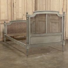 19th Century French Louis XVI Painted Cane Bed by Hopilliart & Leroy of Paris
