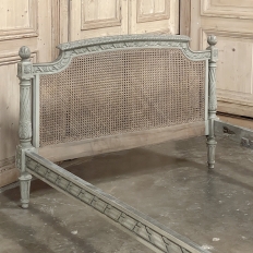 19th Century French Louis XVI Painted Cane Bed by Hopilliart & Leroy of Paris