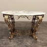 Italian Gilt Iron Régence Style Oval Marble Top Coffee Table