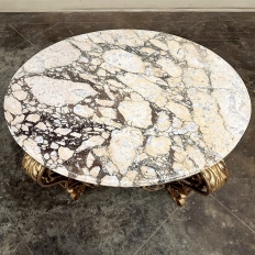 Italian Gilt Iron Régence Style Oval Marble Top Coffee Table