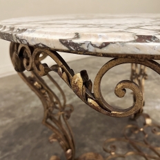 Italian Gilt Iron Régence Style Oval Marble Top Coffee Table