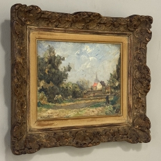 Framed Oil Painting on Panel by Lucien Dasselborne (1873–1962) 'Country Road to a Farmstead'