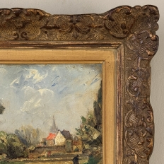 Framed Oil Painting on Panel by Lucien Dasselborne (1873–1962) 'Country Road to a Farmstead'