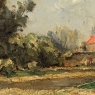 Framed Oil Painting on Panel by Lucien Dasselborne (1873–1962) 'Country Road to a Farmstead'