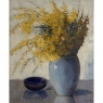 Framed Oil Painting on Canvas by Clemence Biron circa 1925 'Forsythia'