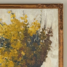 Framed Oil Painting on Canvas by Clemence Biron circa 1925 'Forsythia'
