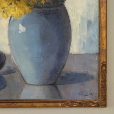 Framed Oil Painting on Canvas by Clemence Biron circa 1925 'Forsythia'