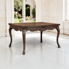 Antique Liegeois Regence Style Carved Oak Draw Leaf Dining Table