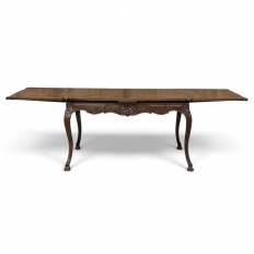 Antique Liegeois Regence Style Carved Oak Draw Leaf Dining Table