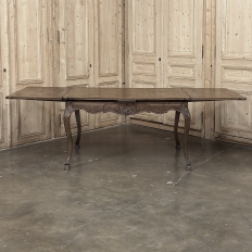 Antique Liegeois Regence Style Carved Oak Draw Leaf Dining Table