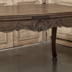 Antique Liegeois Regence Style Carved Oak Draw Leaf Dining Table