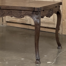 Antique Liegeois Regence Style Carved Oak Draw Leaf Dining Table