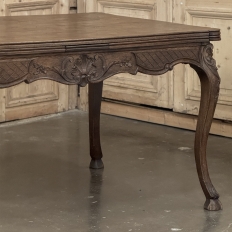 Antique Liegeois Regence Style Carved Oak Draw Leaf Dining Table