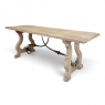 Vintage Spanish Colonial Dining Table with Wrought Iron in Solid Stripped Oak