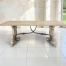 Vintage Spanish Colonial Dining Table with Wrought Iron in Solid Stripped Oak