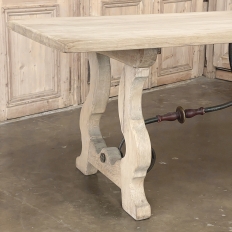 Vintage Spanish Colonial Dining Table with Wrought Iron in Solid Stripped Oak