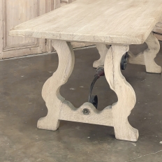 Vintage Spanish Colonial Dining Table with Wrought Iron in Solid Stripped Oak