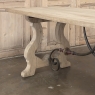 Vintage Spanish Colonial Dining Table with Wrought Iron in Solid Stripped Oak