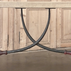 Vintage Spanish Colonial Dining Table with Wrought Iron in Solid Stripped Oak