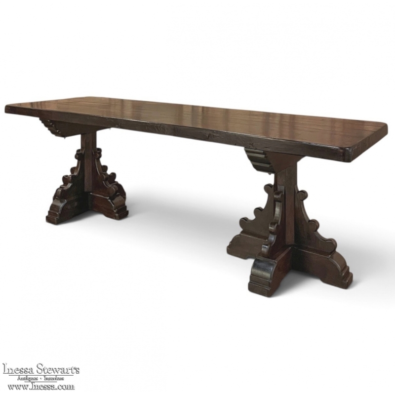 Grand Country French Elm Double Pedestal Dining Table