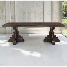 Grand Country French Elm Double Pedestal Dining Table