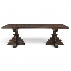 Grand Country French Elm Double Pedestal Dining Table