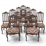Set of 12 Antique Country French Regence Style Dining Chairs includes 2 Armchairs