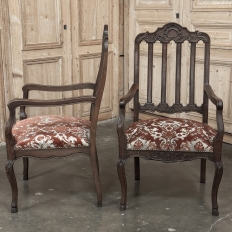 Set of 12 Antique Country French Regence Style Dining Chairs includes 2 Armchairs