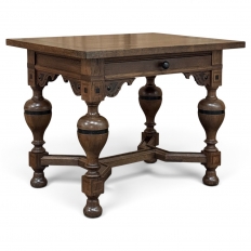 19th Century Dutch Jacobean Style Oak Table with Ebonized Trim