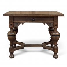 19th Century Dutch Jacobean Style Oak Table with Ebonized Trim