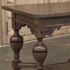 19th Century Dutch Jacobean Style Oak Table with Ebonized Trim