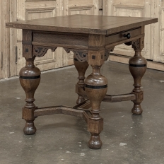 19th Century Dutch Jacobean Style Oak Table with Ebonized Trim