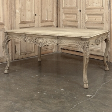 Antique Country French Liégeoise Régence Stripped Oak Dining Table or Writing Desk
