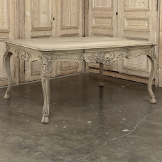 Antique Country French Liégeoise Régence Stripped Oak Dining Table or Writing Desk