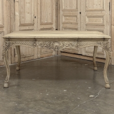 Antique Country French Liégeoise Régence Stripped Oak Dining Table or Writing Desk