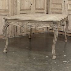 Antique Country French Liégeoise Régence Stripped Oak Dining Table or Writing Desk