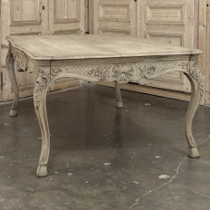 Antique Country French Liégeoise Régence Stripped Oak Dining Table or Writing Desk
