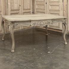 Antique Country French Liégeoise Régence Stripped Oak Dining Table or Writing Desk