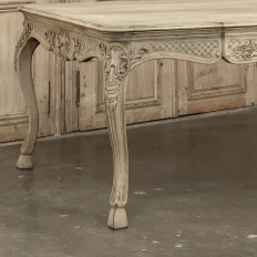 Antique Country French Liégeoise Régence Stripped Oak Dining Table or Writing Desk
