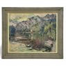 Antique Belgian Impressionist Oil Painting on Canvas by Albert Chavepeyer (1899-1986) 'River Landscape'