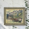 Antique Belgian Impressionist Oil Painting on Canvas by Albert Chavepeyer (1899-1986) 'River Landscape'