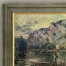 Antique Belgian Impressionist Oil Painting on Canvas by Albert Chavepeyer (1899-1986) 'River Landscape'