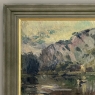 Antique Belgian Impressionist Oil Painting on Canvas by Albert Chavepeyer (1899-1986) 'River Landscape'