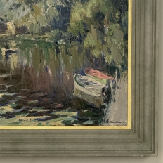Antique Belgian Impressionist Oil Painting on Canvas by Albert Chavepeyer (1899-1986) 'River Landscape'