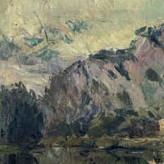 Antique Belgian Impressionist Oil Painting on Canvas by Albert Chavepeyer (1899-1986) 'River Landscape'